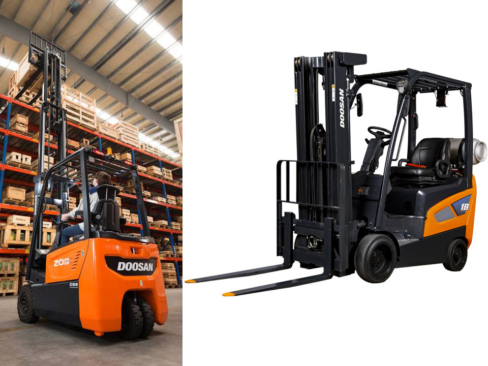 Doosan reach trucks, IC, Electric and Diesel are all available from Langer Material Handling Pittsburgh Doosan forklift sales repair and service