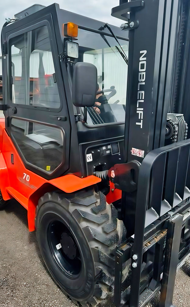 New NOBLELIFT Rough Terrain Forklifts with many great features standard Many deluxe Standard features on NOBLELIFT Rough Terrain forklifts for sale