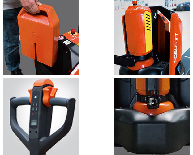 New NOBLELIFT Li-ion powered electric pallet trucks Now available at Langer Material Handling NOBLELIFT Lithium Ion Powered electric pallet jacks for sale